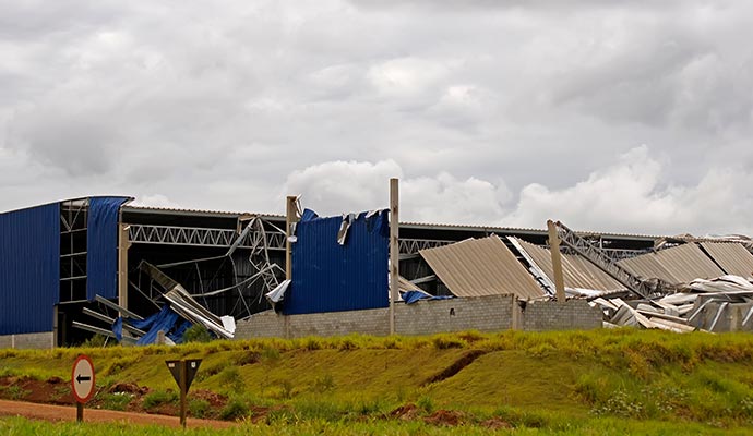 A storm damaged commercial property