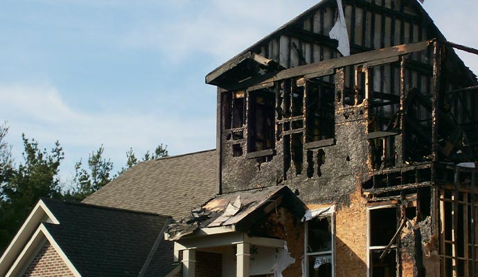 A fire damaged property