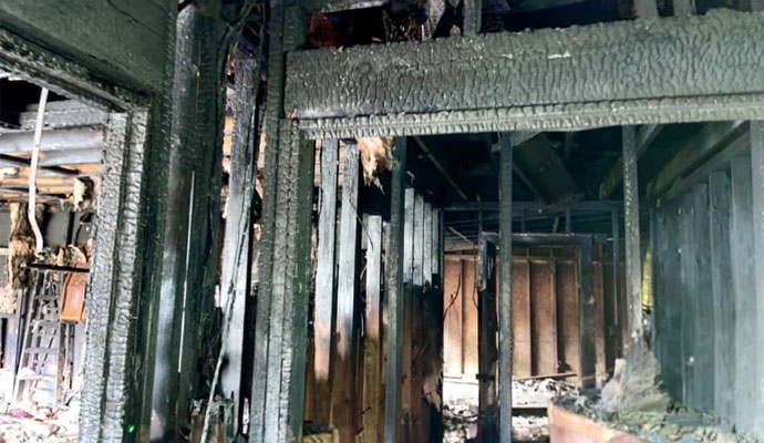 A fire damaged property